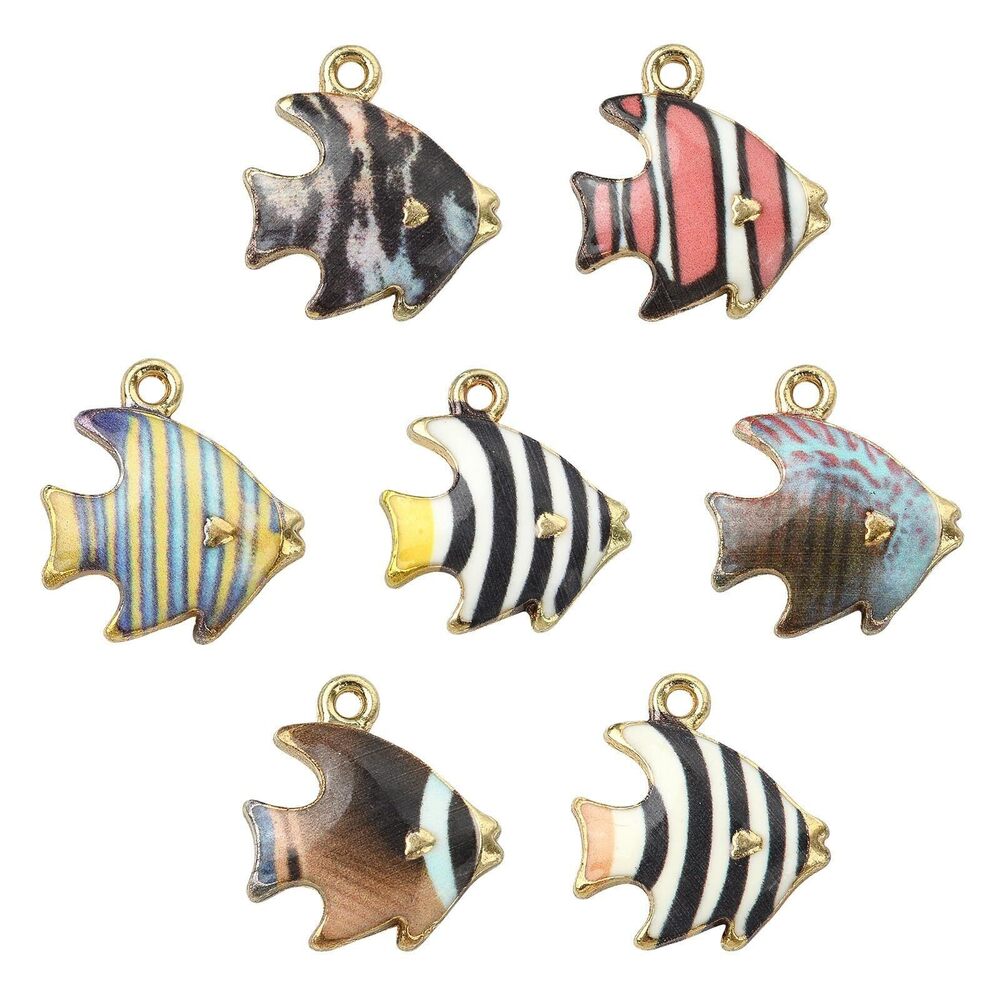 9309 35Pcs 7 Colors Tropical Fish Charms Marine Animal Charms Summer Beach